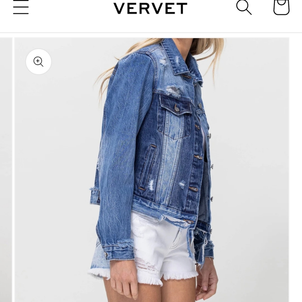 Vervet Classic Crop Fit Distressed Jean Jacket 🌟🌙🌟